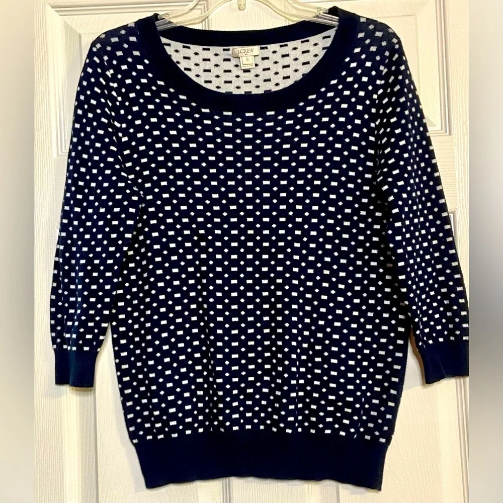 J. Crew Womens Sweater Navy Knit Crew Neck Pullover Size Small